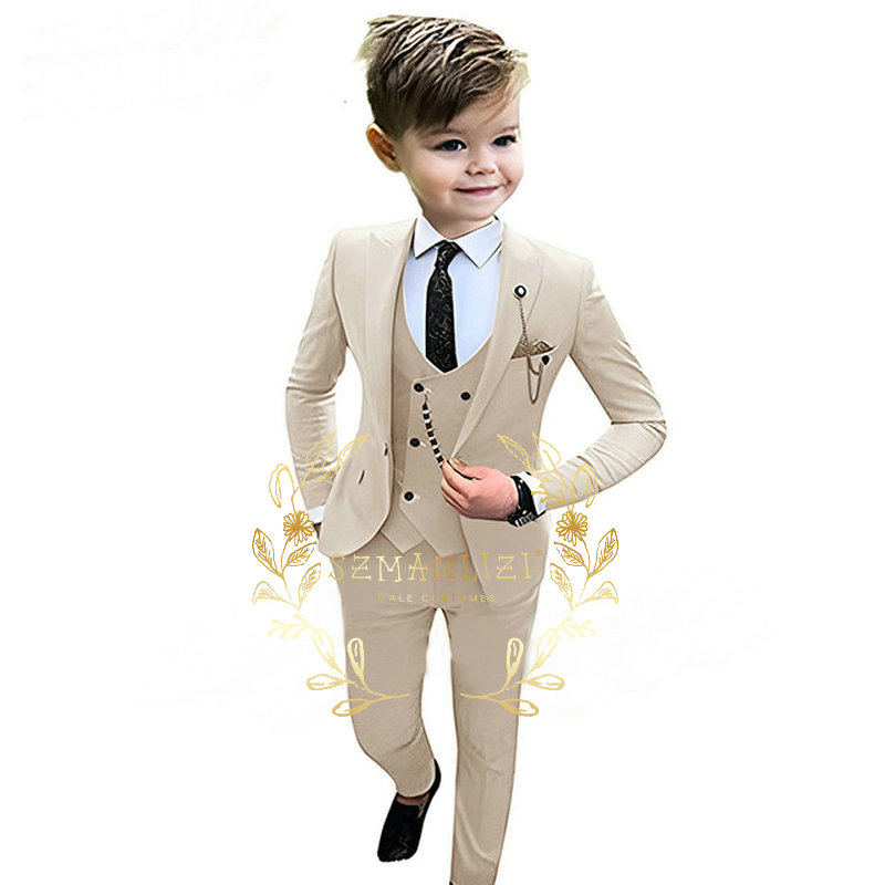 Baby Boy Suit Set Baptism - أطفال بنين البيج السترة سترة السراويل