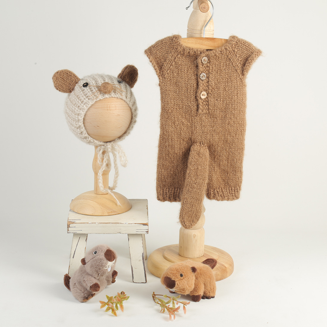 Infant Photography Props Outfit - مجموعة أدوات تصوير المواليد الجدد المحبوكة