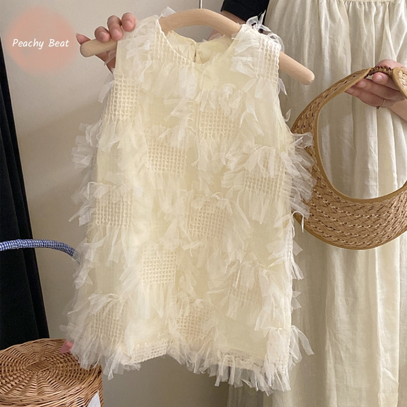 Toddler Girl Tulle Party Dress - فستان أميرات قطني بدون أكمام بناتي