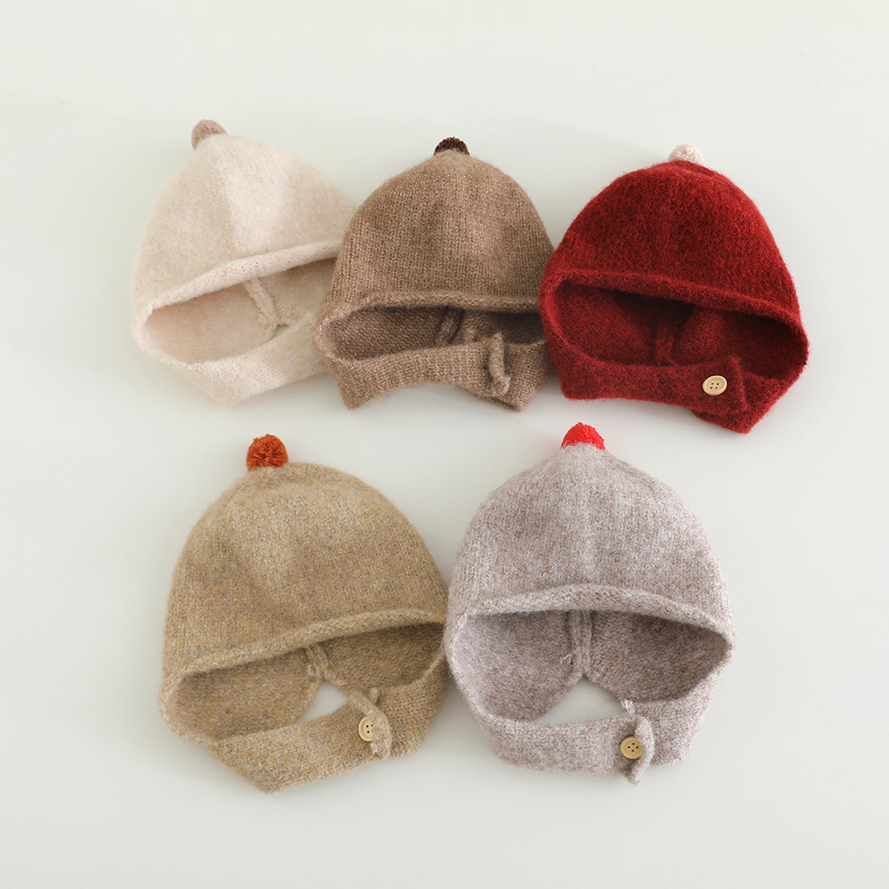 Infant Beanie Hat With Ears - الشتاء محبوك الطفل إيرفلاب قبعة لطيف
