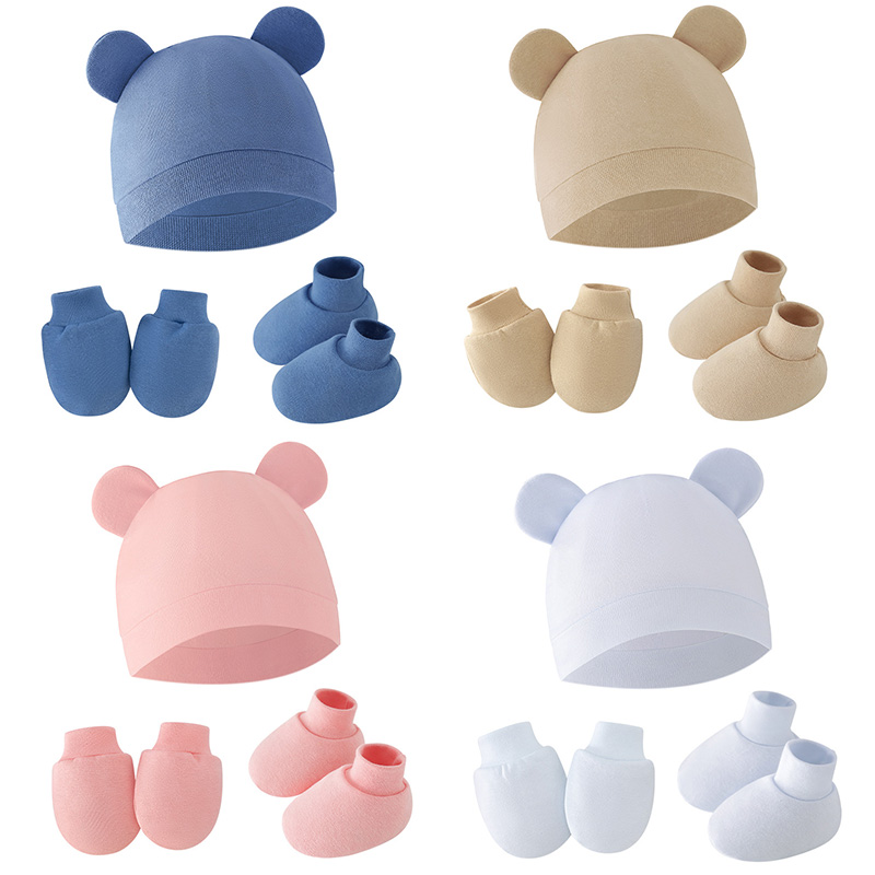 Infant Beanie Hat With Ears - قبعة وقفازات وجوارب للأطفال حديثي الولادة