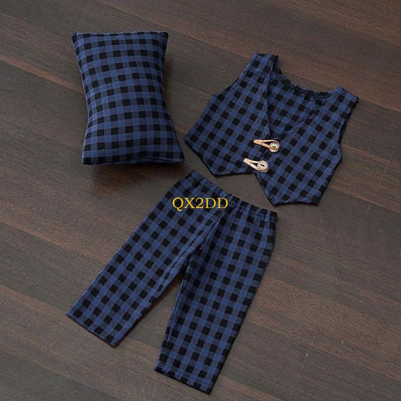 Infant Photography Props Outfit - QX2D متقلب وسادة السراويل والسترة مجموعة