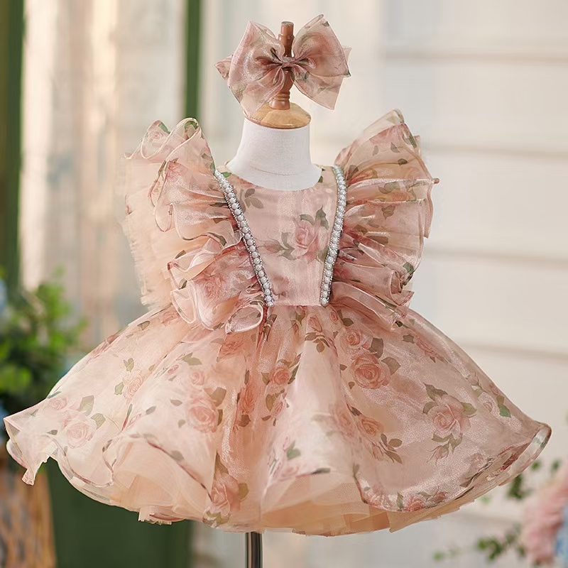 Toddler Girl Tulle Party Dress - حالمة نذر J225 فستان فتاة الشمبانيا