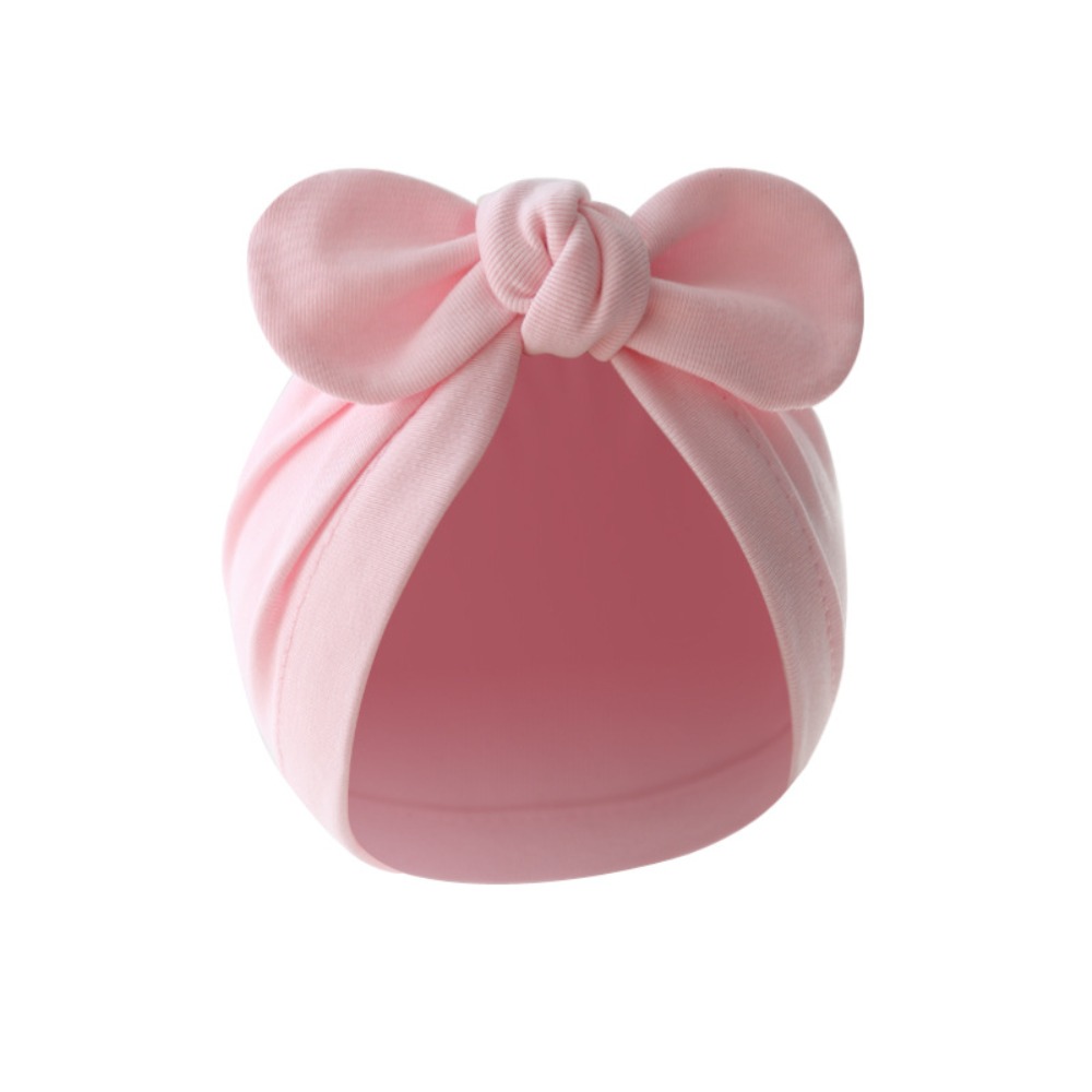 Infant Beanie Hat With Ears - لطيف زهرة عقدة قبعة القطن لينة