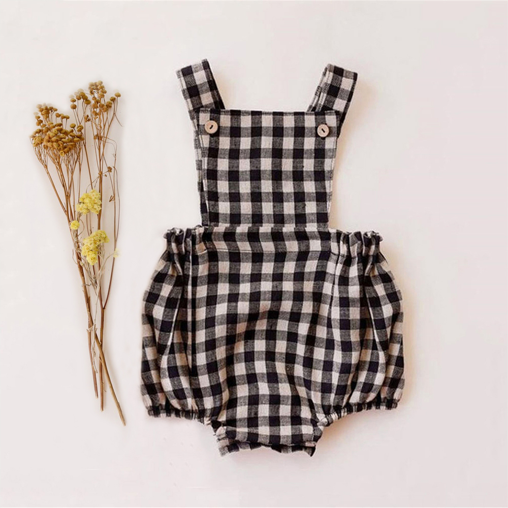 Baby Summer Linen Sleeveless Jumpsuit - الوليد بيبي بوي فتاة رومبير ل