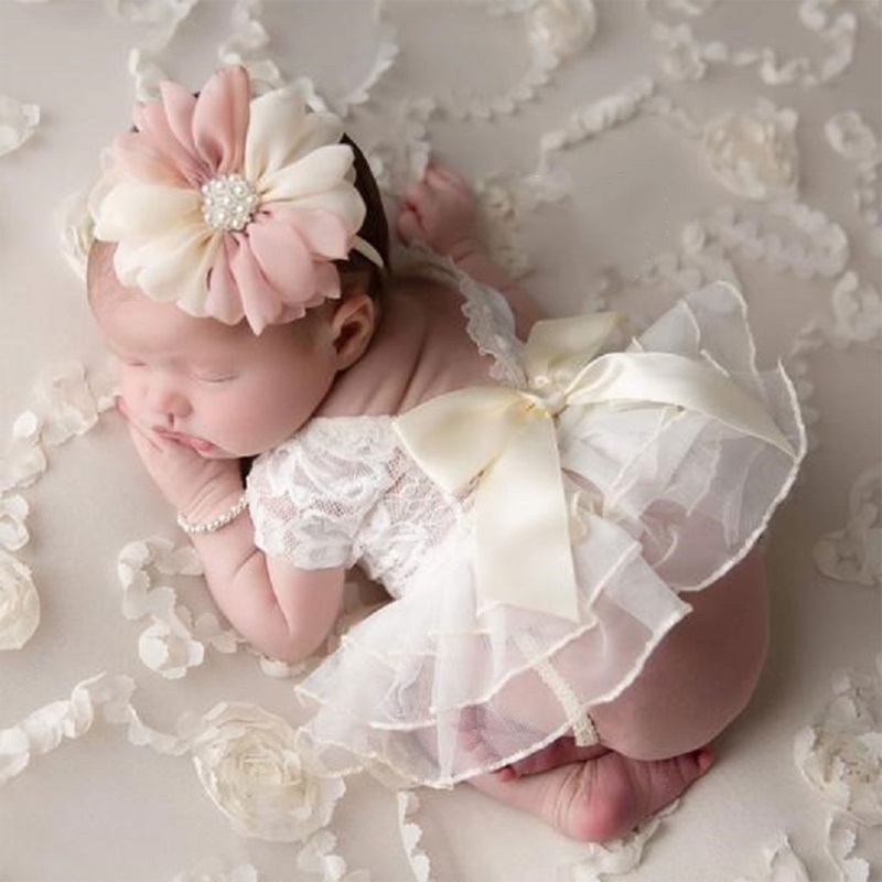 Infant Photography Props Outfit - طفل التصوير الدعائم الزي الدانتيل Bowknot