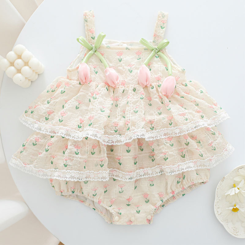 2026 رومبر بناتي صيفي بحمالات  - مراجعة Newborn Baby Girl Romper Floral وسعره