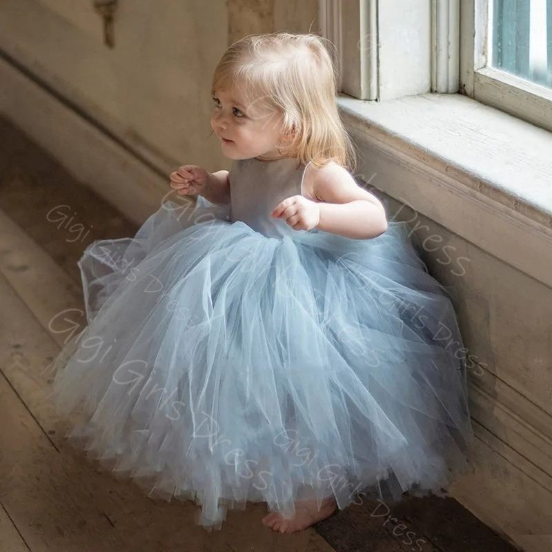 فستان فتاة الزهور الزرقاء لحفل - مراجعة Toddler Girl Tulle Party Dress وسعره