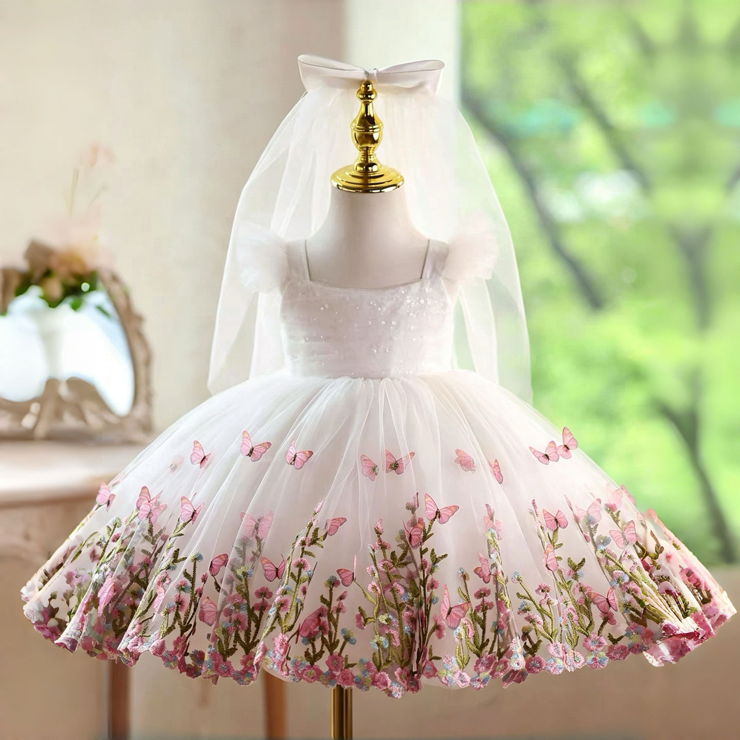 فستان فتاة الزهور الأبيض من Ji - مراجعة Toddler Girl Tulle Party Dress وسعره
