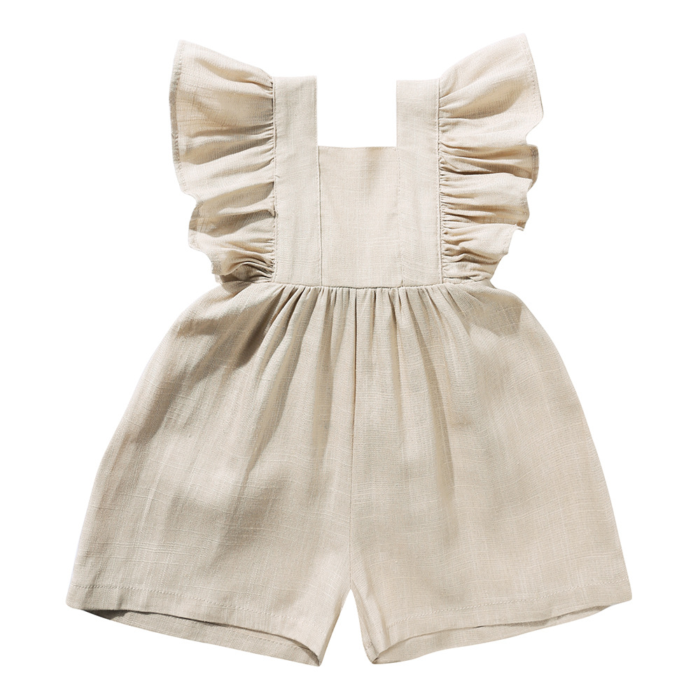 ملابس صيفية للأطفال، أفرولات ل - مراجعة Baby Summer Linen Sleeveless Jumpsuit وسعره