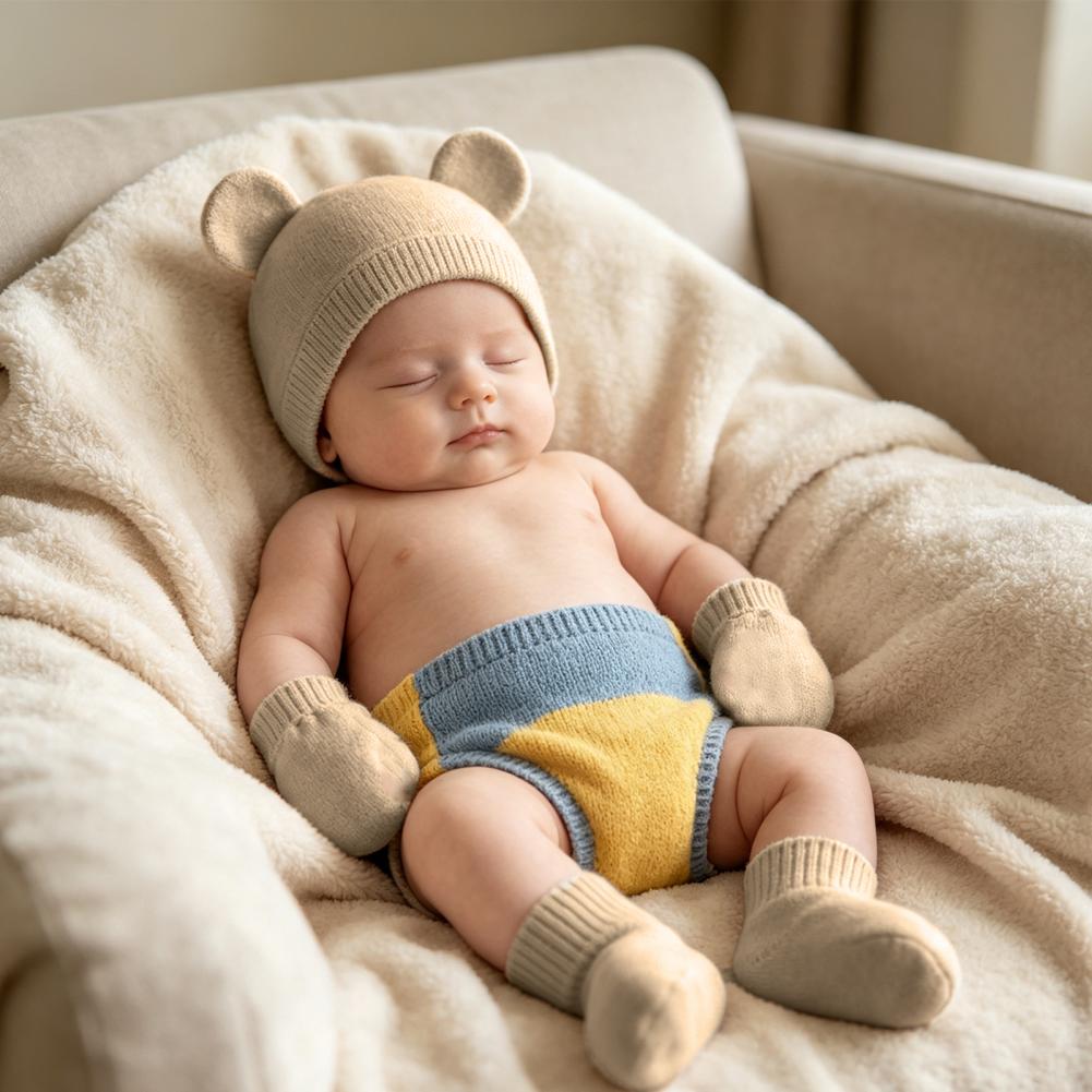 قفازات مضادة للخدوش للمواليد ا - مراجعة Infant Beanie Hat With Ears وسعره