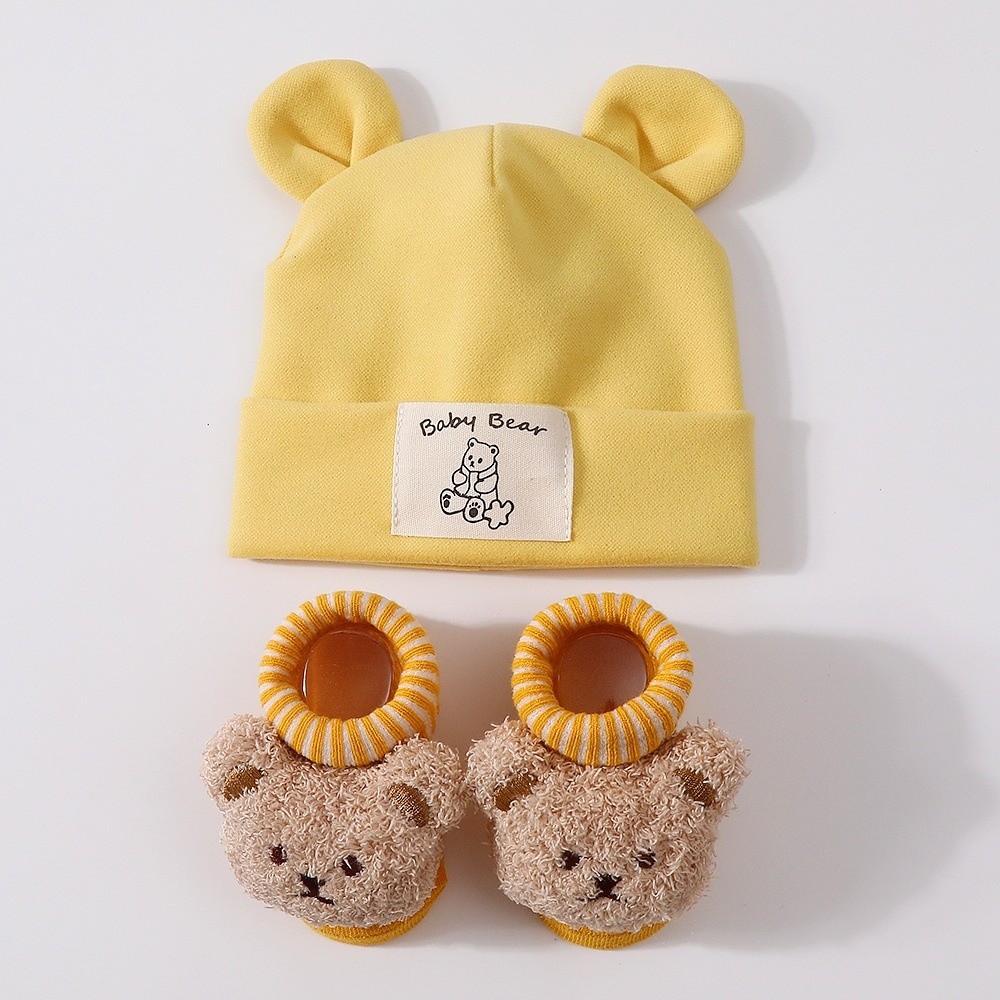 طقم قبعة وجوارب قطنية للأطفال، - مراجعة Infant Beanie Hat With Ears وسعره