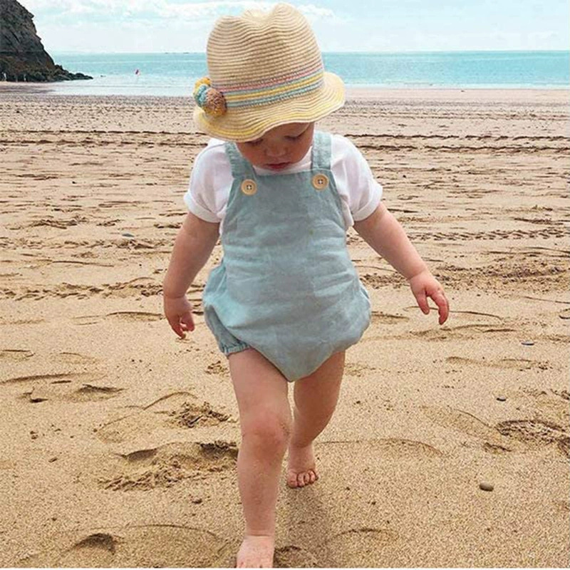 بدلة قفز صيفية لحديثي الولادة  - مراجعة Baby Summer Linen Sleeveless Jumpsuit وسعره