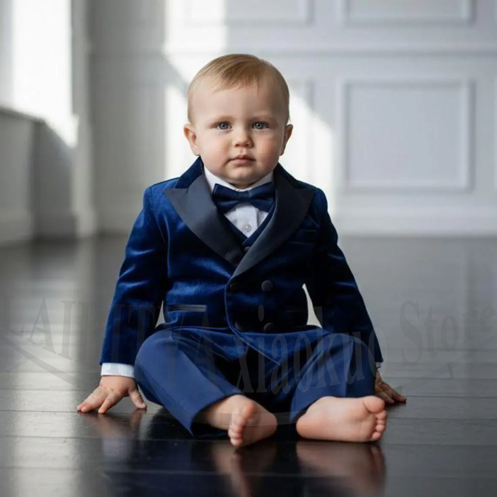 طقم بدلة مخملية للأولاد الصغار - مراجعة Baby Boy Suit Set Baptism وسعره
